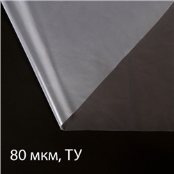 Плёнка полиэтиленовая, толщина 80 мкм, 3 × 5 м, рукав (1,5 м × 2), прозрачная, 1 сорт, Эконом 50 %