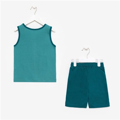 Комплект для мальчика (майка/шорты), цвет сине-зелёный, рост 104 см