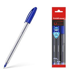 Набор ручек шариковых ErichKrause U-108 Classic Stick, 3 штуки, игольчатый узел 1.0 мм, цвет чернил синий, супермягкое письмо, корпус прозрачный