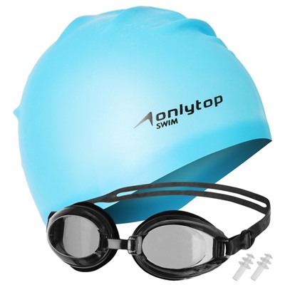 Набор для плавания: очки+шапочка, цвета микс